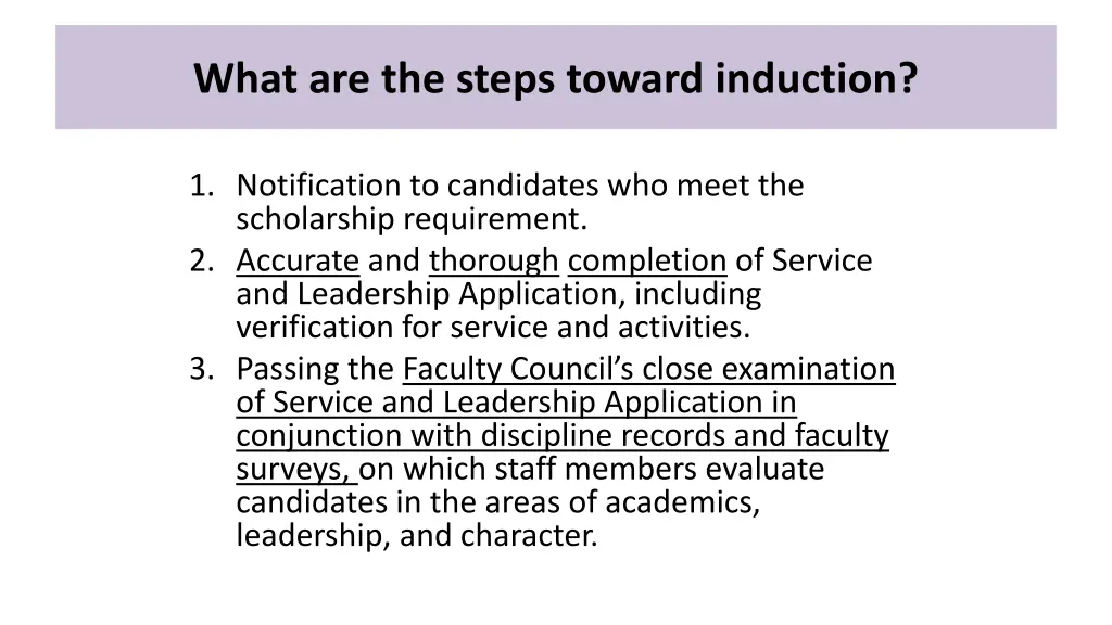 what are the steps toward induction
