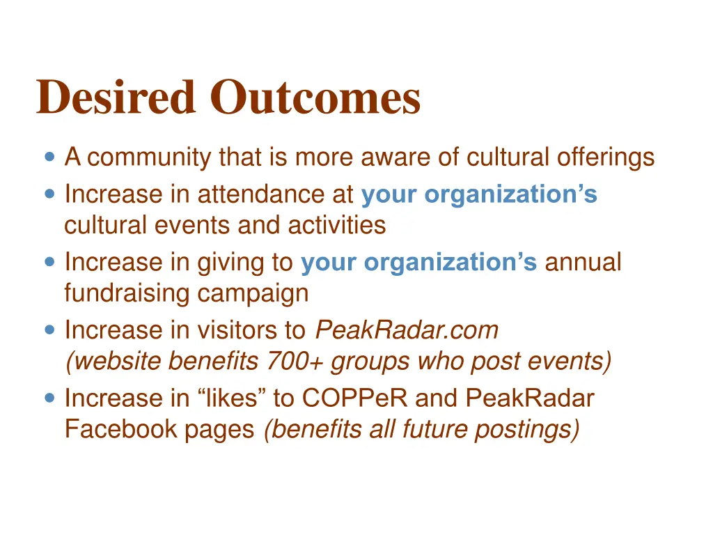 desired outcomes