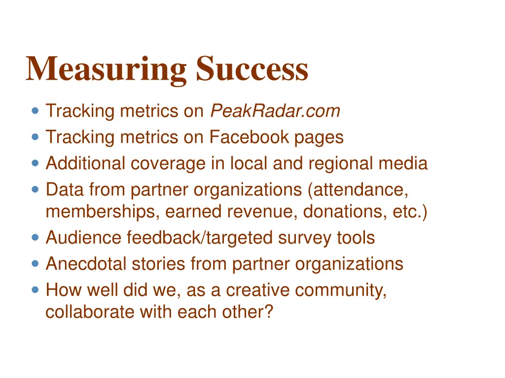 measuring success