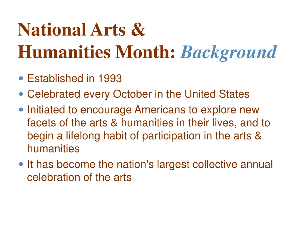 national arts humanities month background