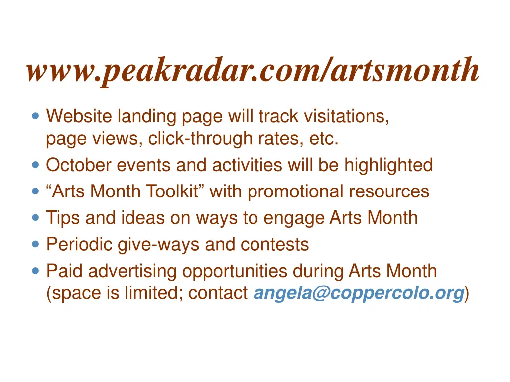 www peakradar com artsmonth