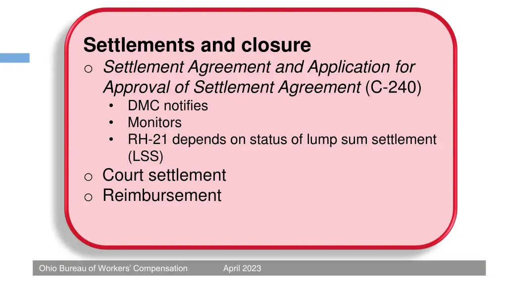 settlements and closure settlement agreement