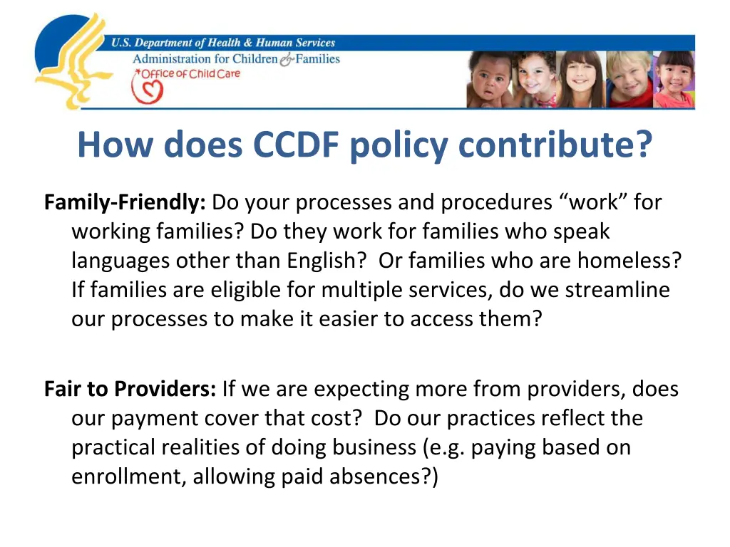 how does ccdf policy contribute 1