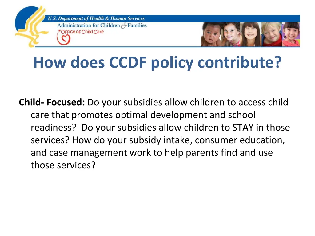 how does ccdf policy contribute
