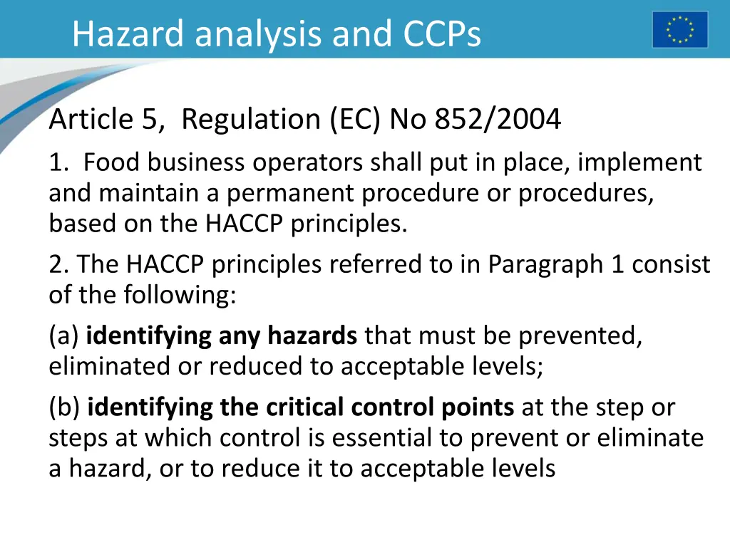 hazard analysis and ccps