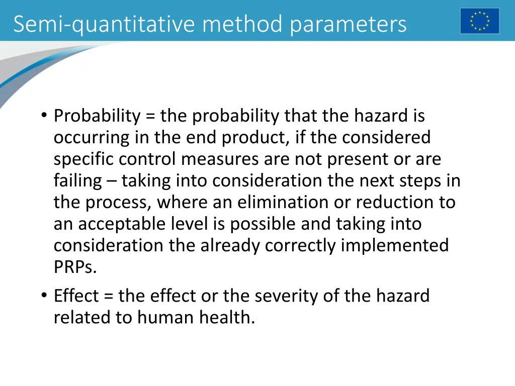 semi quantitative method parameters