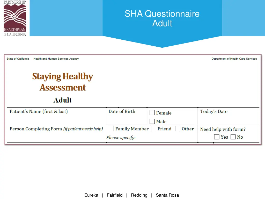 sha questionnaire adult