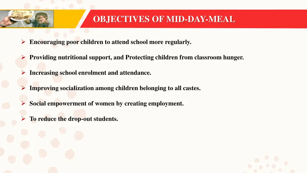 objectives of mid day meal
