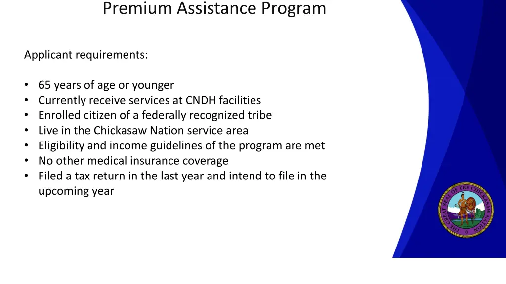 premium assistance program