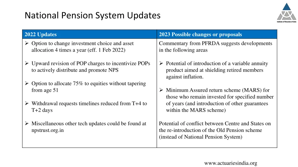 national pension system updates