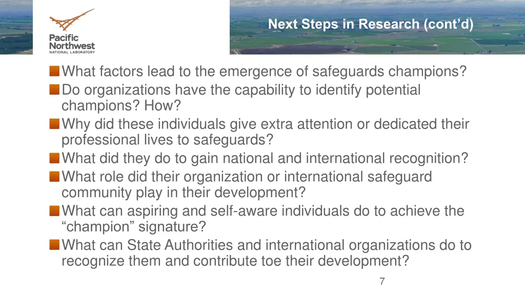 next steps in research cont d