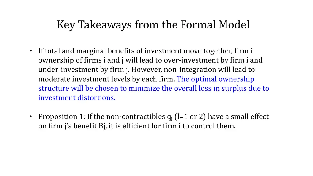 key takeaways from the formal model