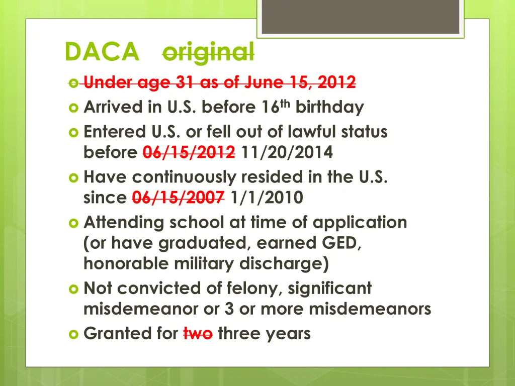 daca original under age 31 as of june 15 2012