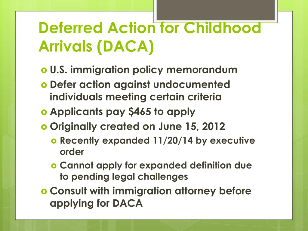 deferred action for childhood arrivals daca