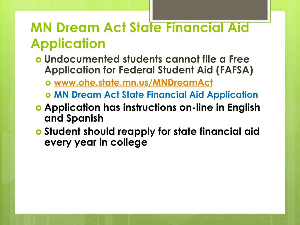 mn dream act state financial aid application