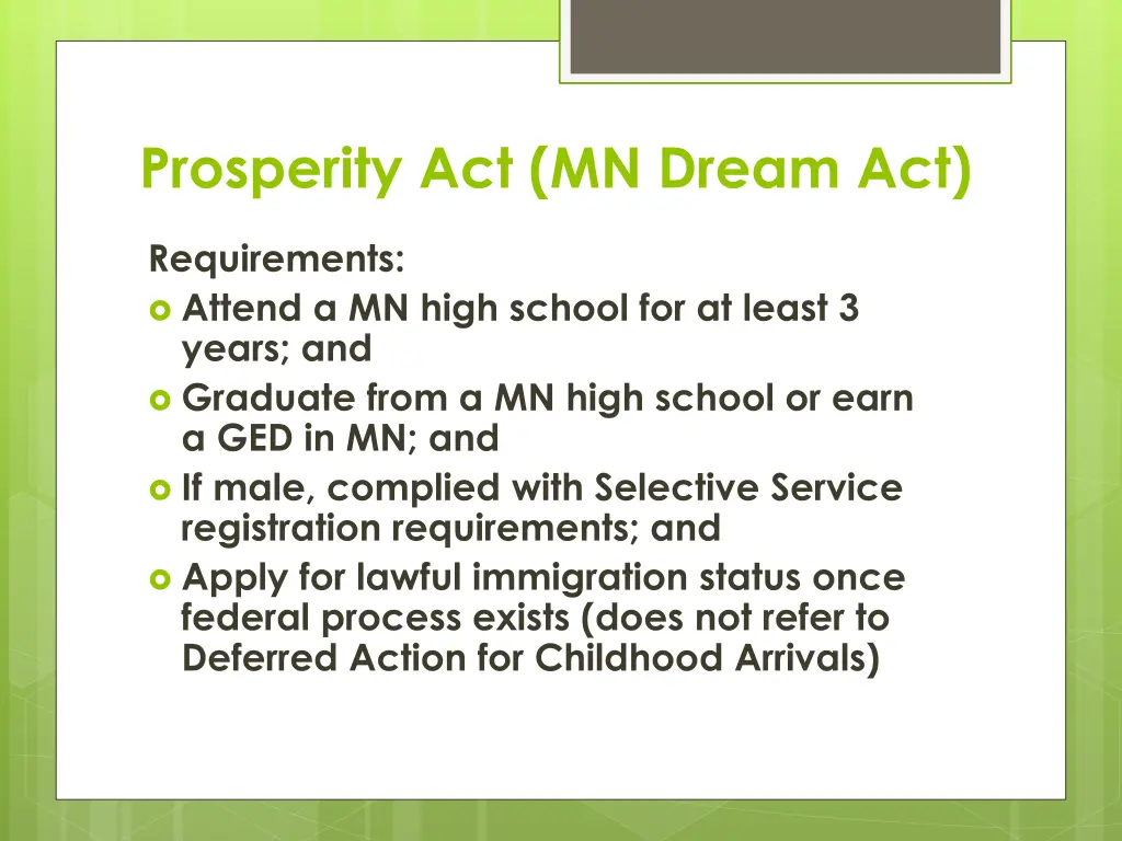 prosperity act mn dream act 2