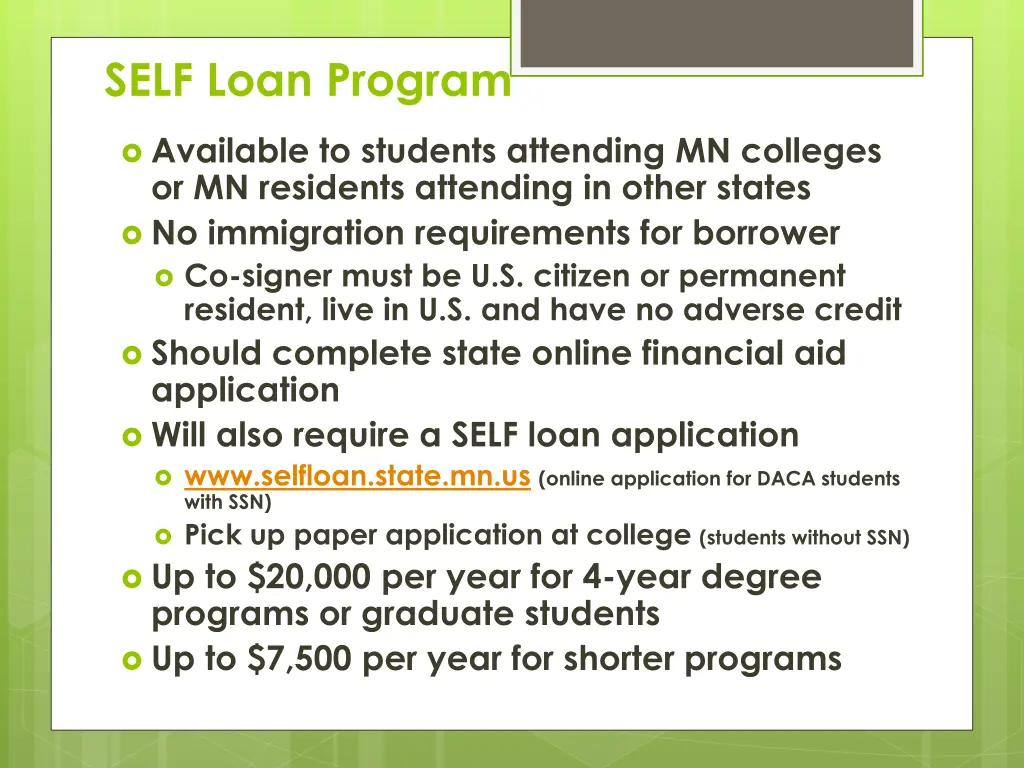 self loan program