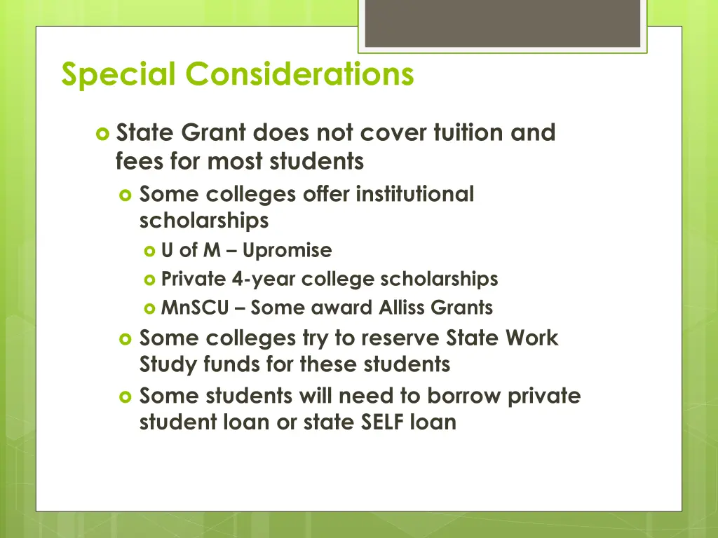 special considerations