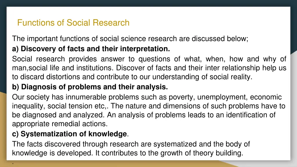 functions of social research