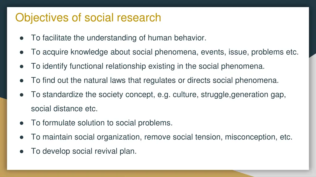 objectives of social research