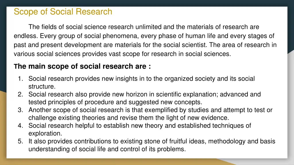 scope of social research