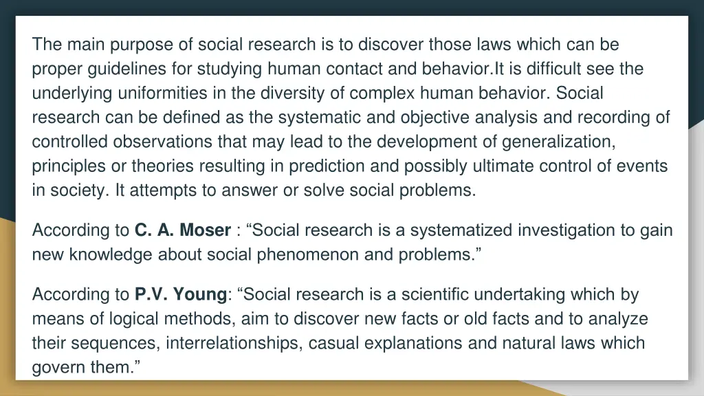 the main purpose of social research