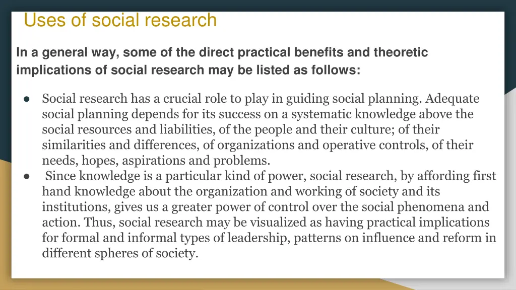 uses of social research