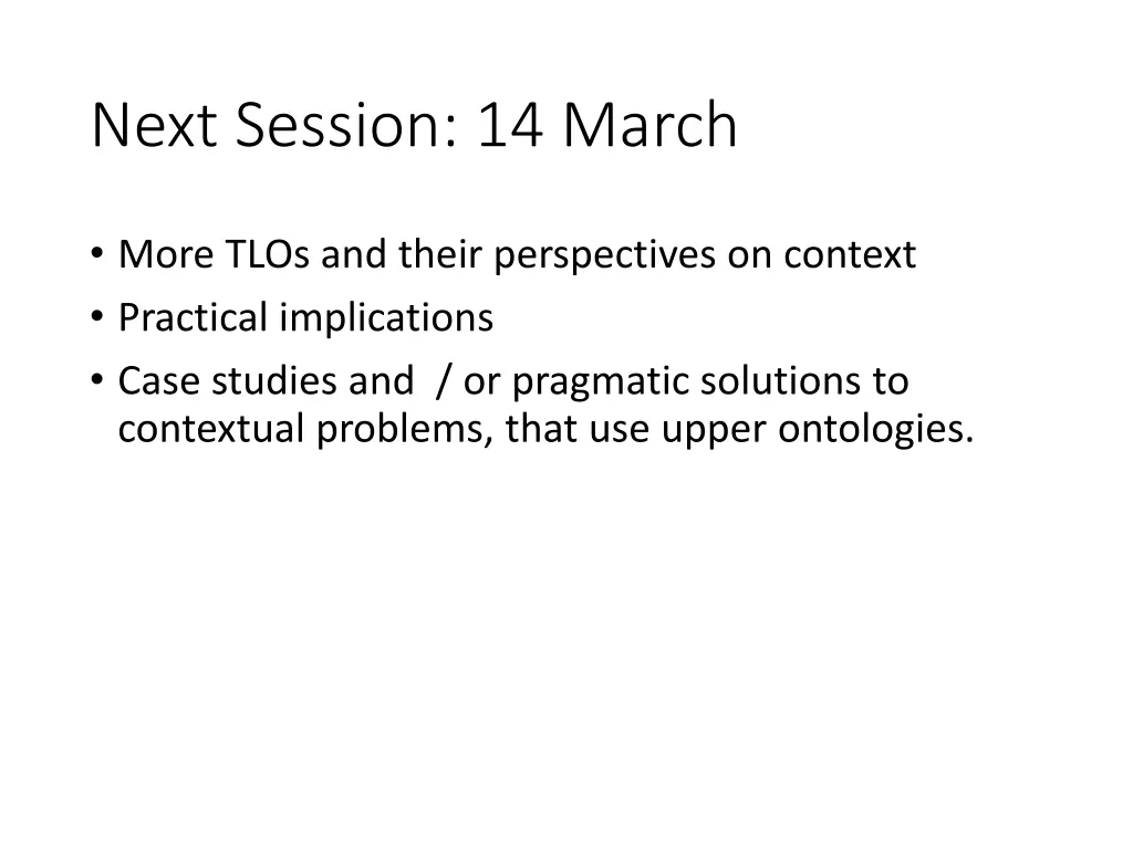 next session 14 march