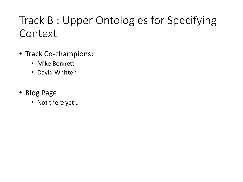 track b upper ontologies for specifying context