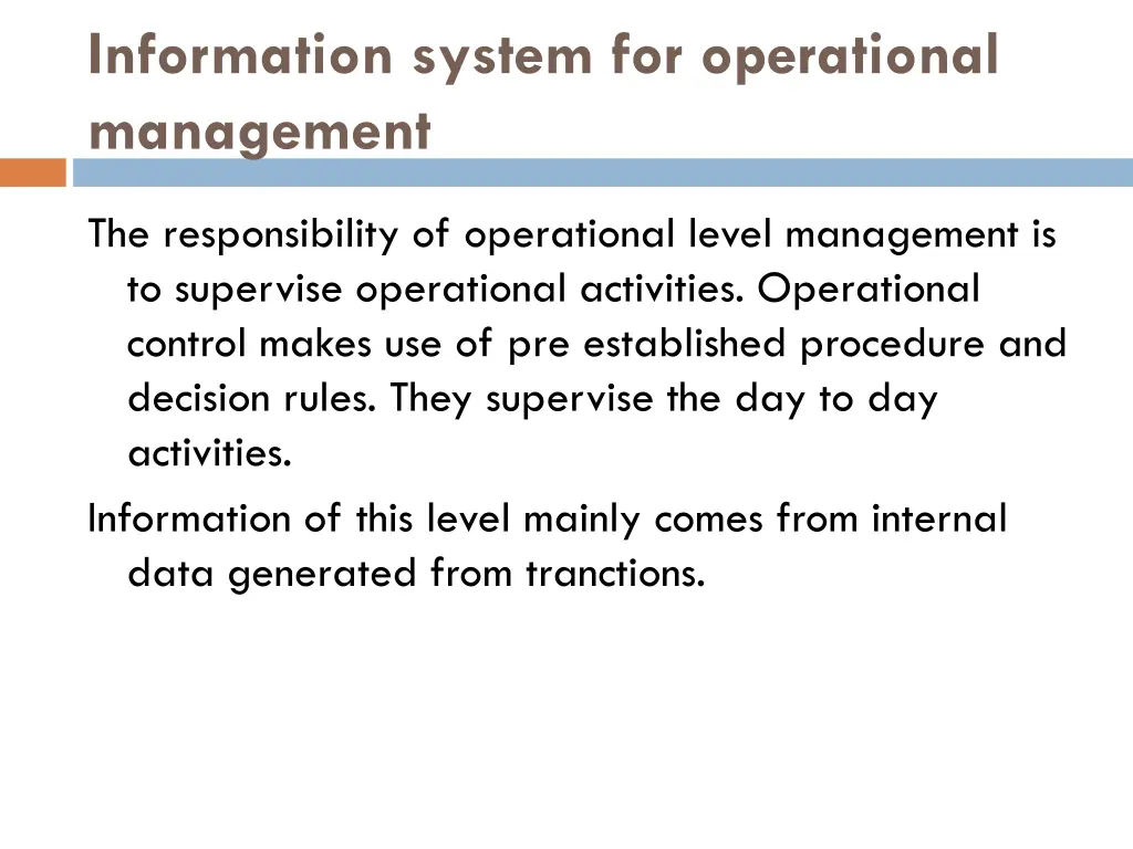 information system for operational management