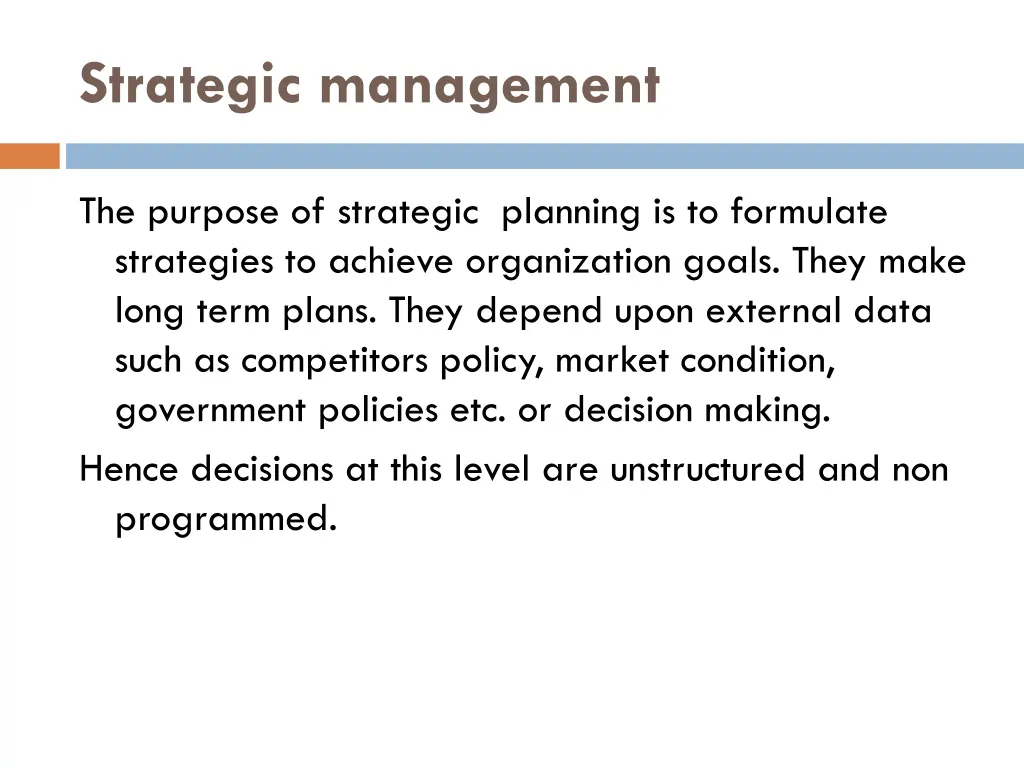 strategic management