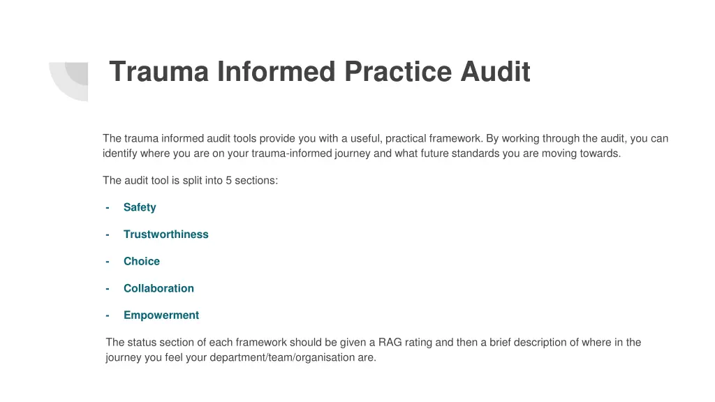 trauma informed practice audit