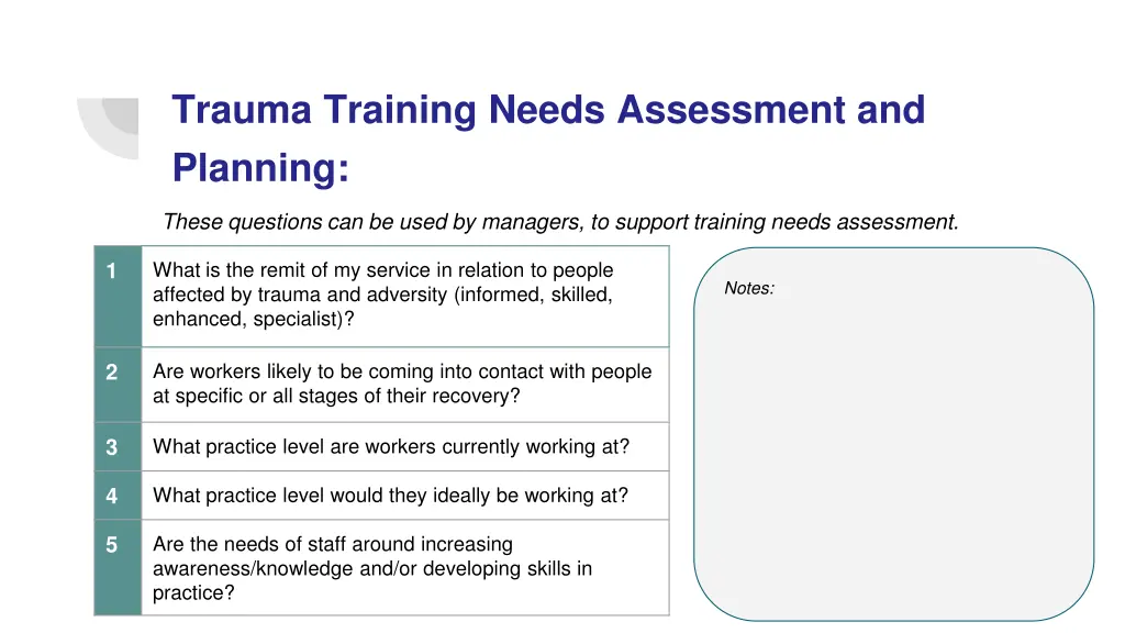 trauma training needs assessment and planning 1
