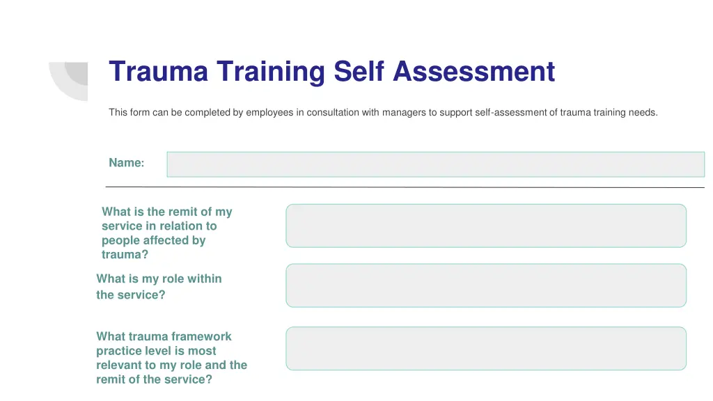 trauma training self assessment