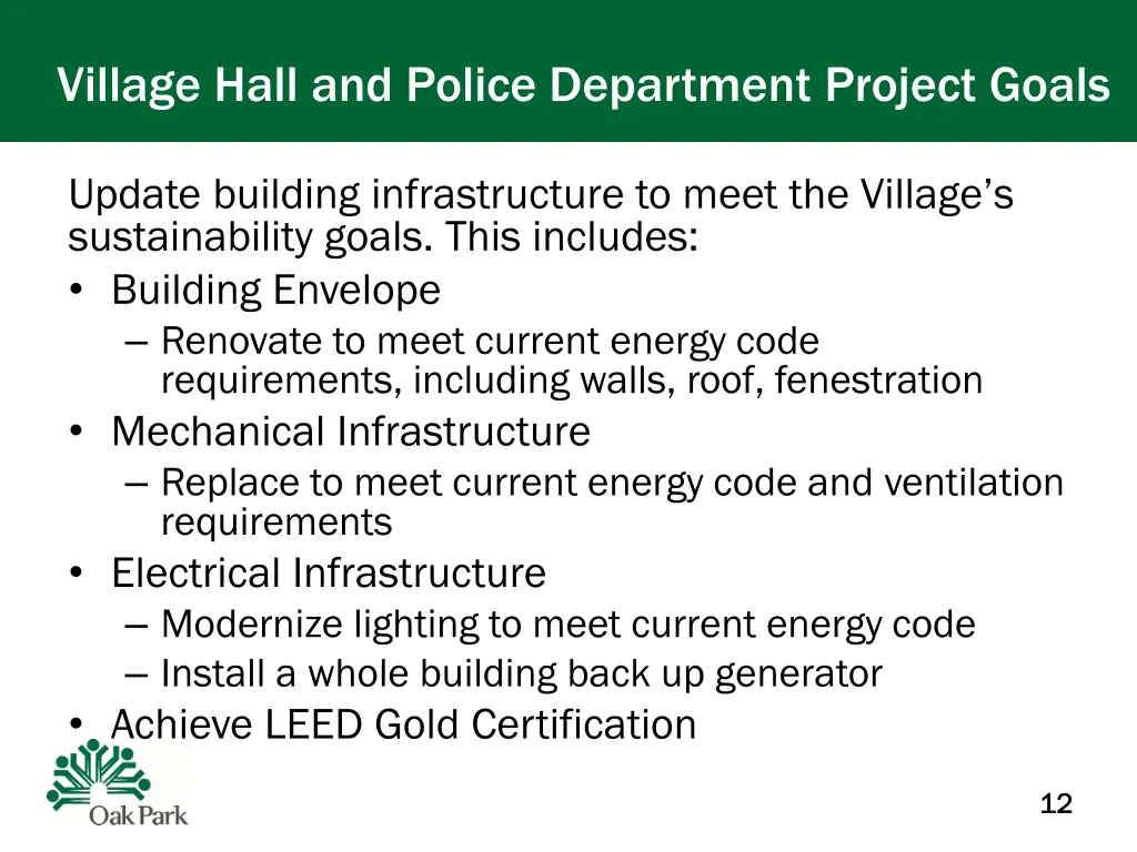 village hall and police department project goals 1