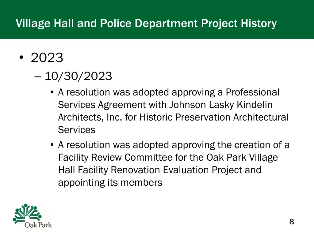 village hall and police department project history 5