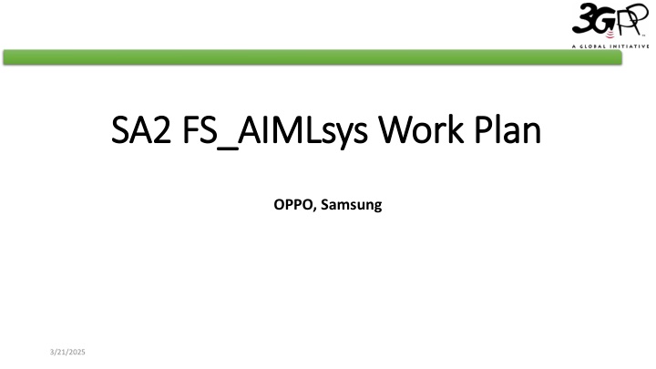 sa2 fs aimlsys work plan sa2 fs aimlsys work plan