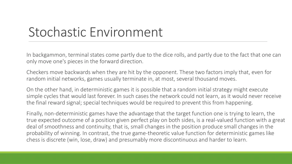 stochastic environment
