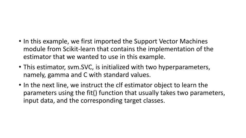 in this example we first imported the support