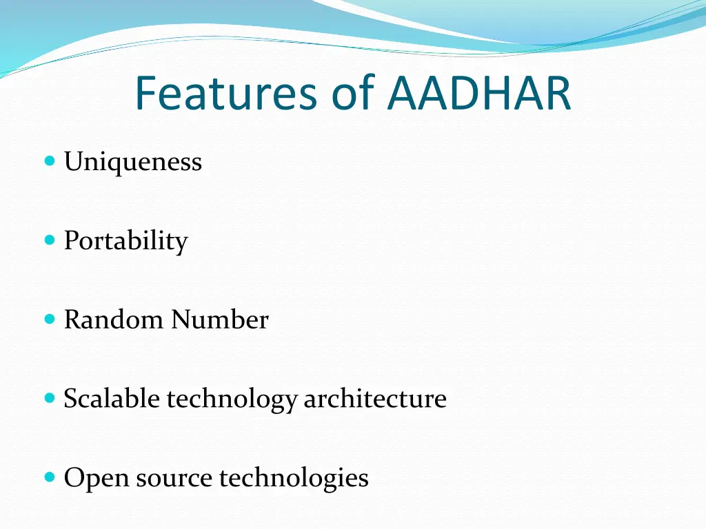features of aadhar