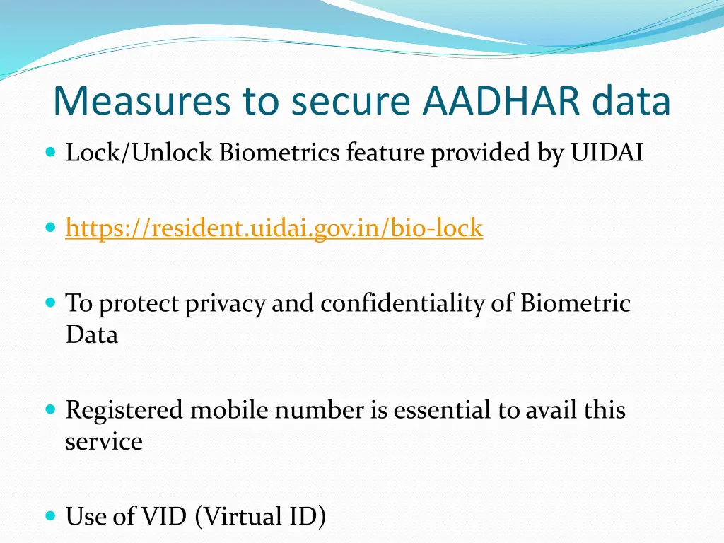 measures to secure aadhar data