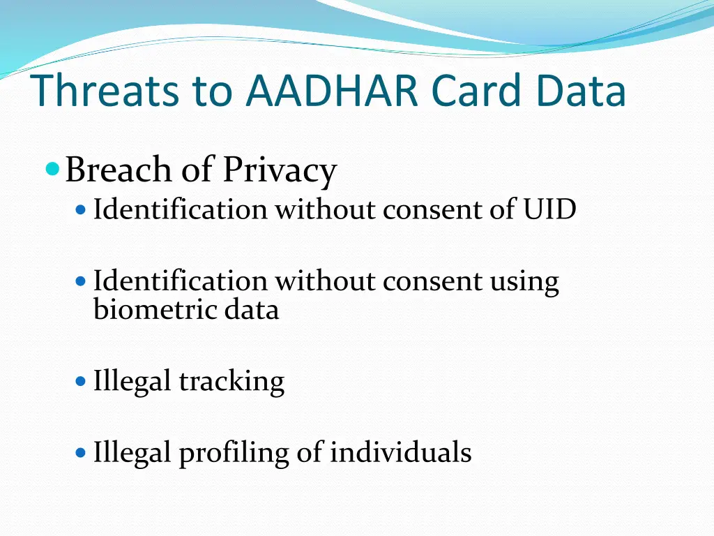 threats to aadhar card data