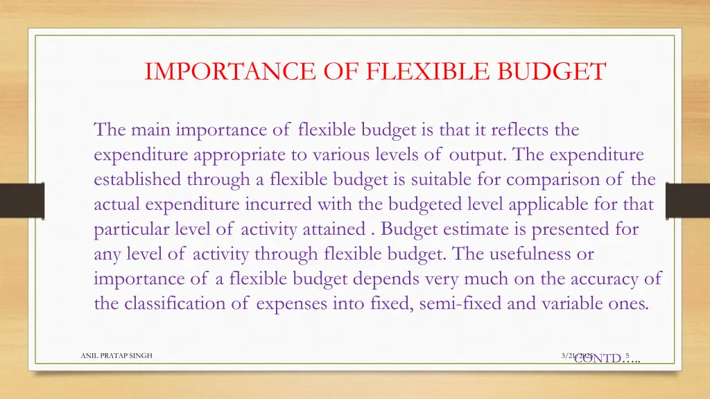 importance of flexible budget