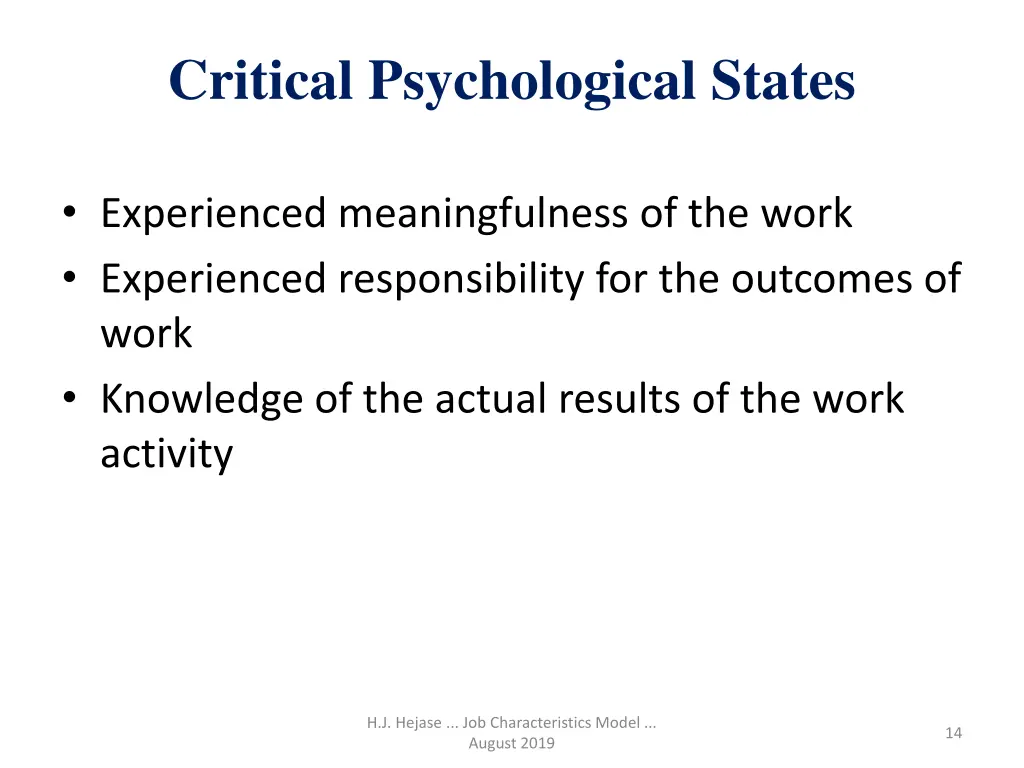 critical psychological states