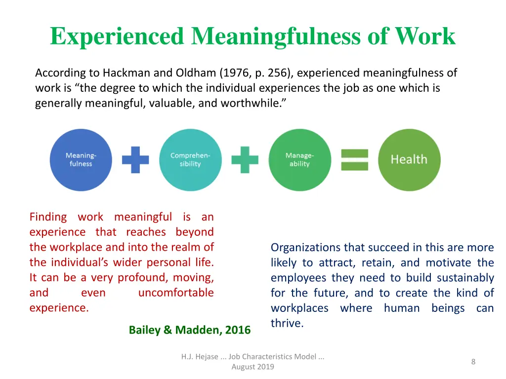 experienced meaningfulness of work
