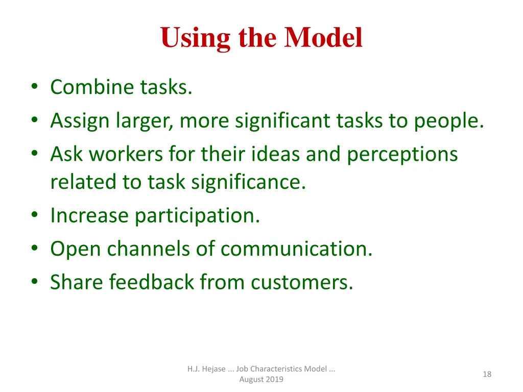 using the model