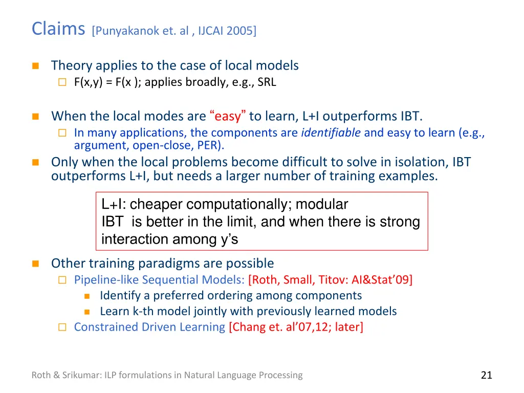 claims punyakanok et al ijcai 2005