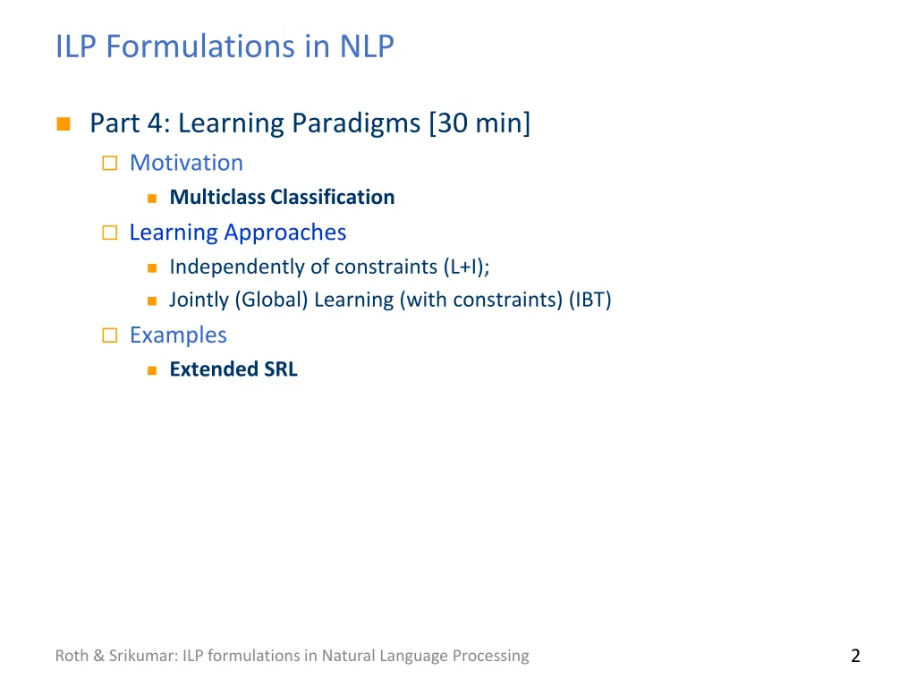 ilp formulations in nlp