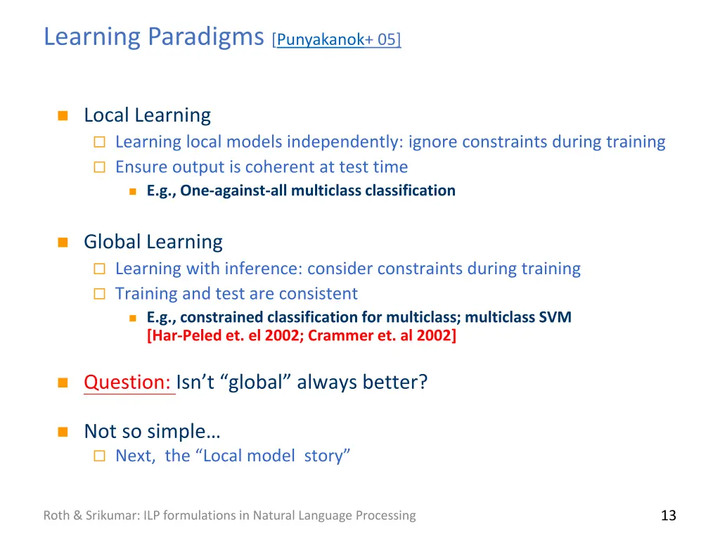learning paradigms punyakanok 05