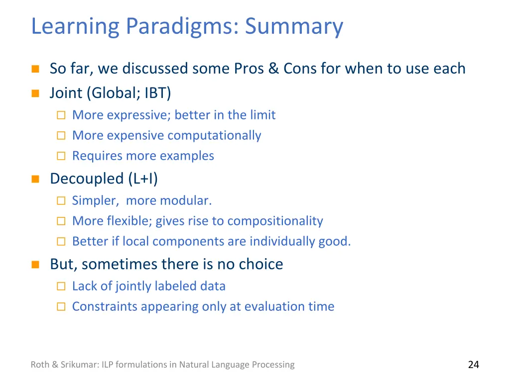 learning paradigms summary